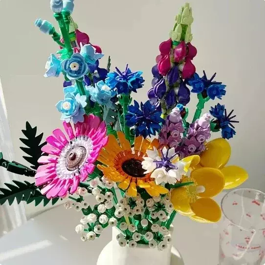 Neue 10313 fom antic Blumenstrauß Rose Orchidee Baustein Ziegel Spielzeug DIY Topf Illustration Urlaub für Freundin Geschenke