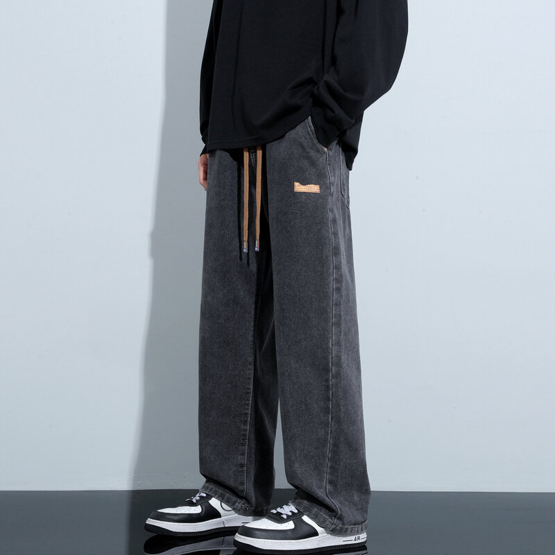 Heren Zwarte Koreaanse Jeans 2024 Nieuwe Heren Streetwear Mode Casual Straight Eenvoudige Hoge Kwaliteit Gezellig All-Match Denim Broek Man