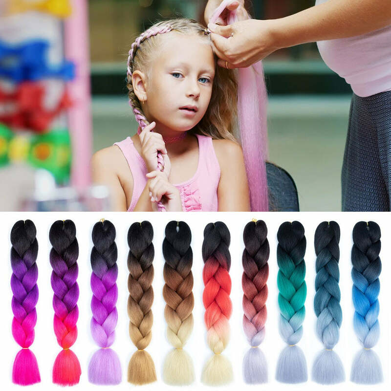 24 Inch Jumbo Braids Extensions Synthetic Braiding Hair Afro Ombre Color kanekalon Hair for Children Braid