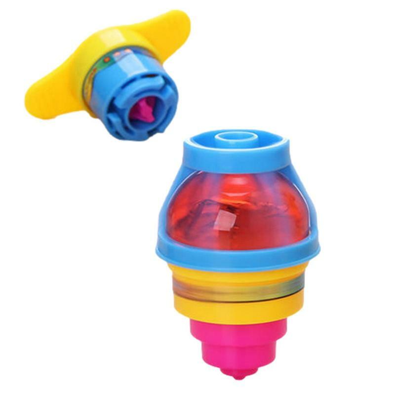 Mainan atasan berputar bercahaya lampu kilat atas berputar penuh warna mainan ejeksi atas berkedip Led giroskop mainan anak-anak kreatif