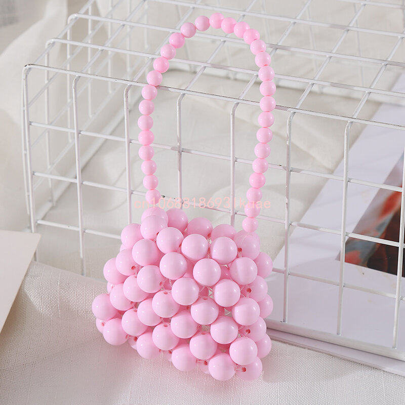 DIY Handmade Pearl Woven Tote Bags for Kids Girls Fashion Accessories Hand Bag Kawaii Baby Toddler Party Purse