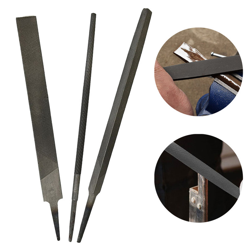 Limas planas de acero de aleación de alta calidad, accesorios sin mango, Juego de 3 piezas, 6 pulgadas, 150mm, para metalurgia