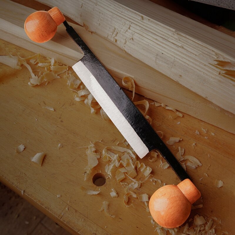 Cuchillo de dibujo para carpintería con hoja de acero de alto carbono, herramienta manual de descortezado de madera, mango de madera, herramienta de carpintería de dibujo, fácil de usar