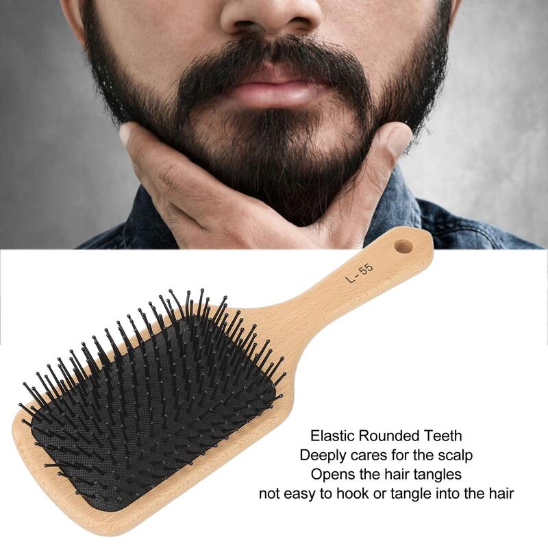 Escova de cabelo portátil masculino, punho ergonômico, evita a deformação, desembaraça e massagens couro cabeludo
