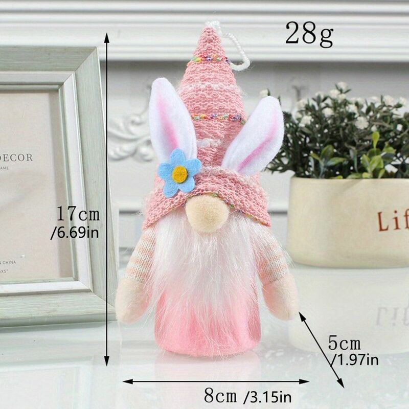 Rudolph-Easter Glowing Faceless Gnome Doll, bonito artesanal, luminoso, LED suave, orelhas de coelho, presentes para crianças