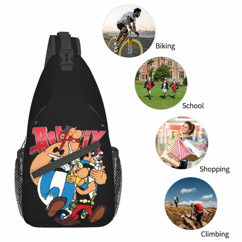 Asterix e Obelix Sling Bag Peito, Mochila Crossbody Shoulder, Mochilas Caminhadas de Viagem, Moda Bookbag
