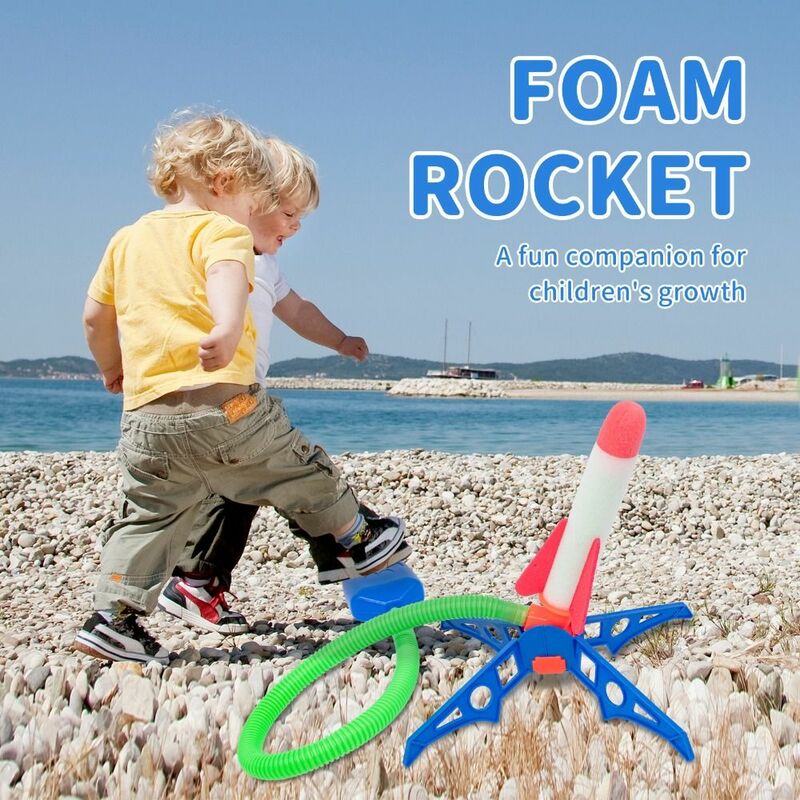Set mainan peluncur anak olahraga roket roket roket kaki kecil pemancar mainan roket langkah kaki peluncur Flash Rocket