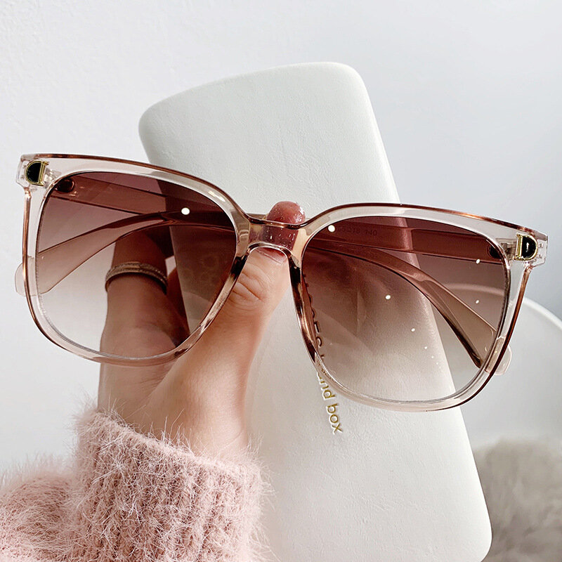 Очки солнцезащитные женские в винтажном стиле, модные большие брендовые дизайнерские солнечные очки в квадратной оправе с градиентными линзами, 2023