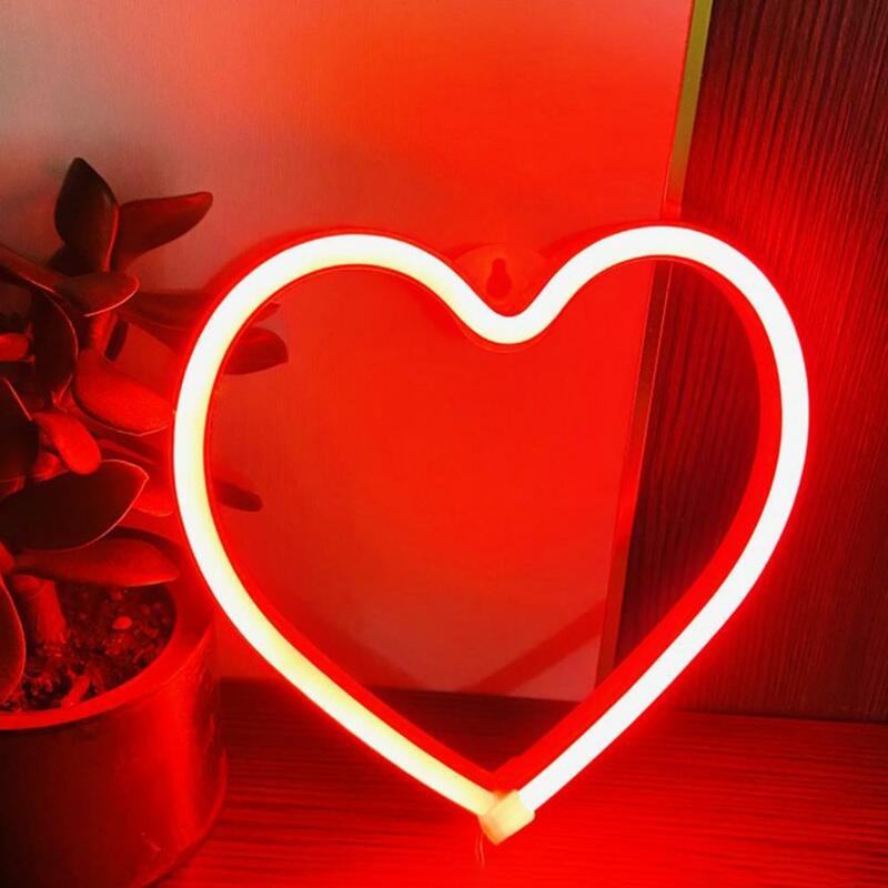 Неоновая вывеска с питанием от аккумулятора/USB, двойное питание от мерцания, Настенный декор для Дня Святого Валентина, лампа в форме сердца