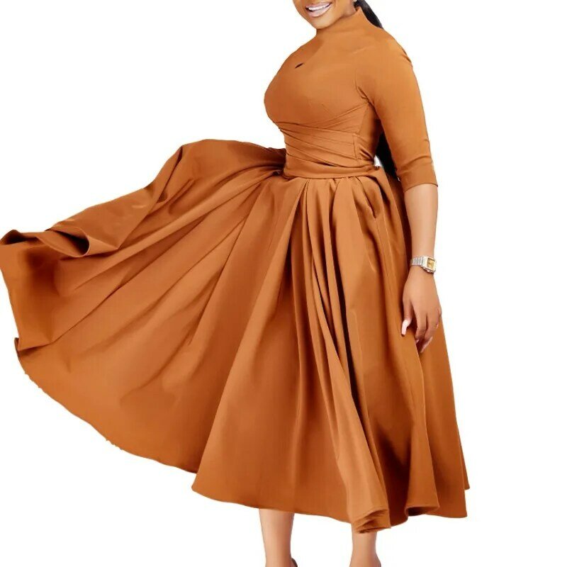 Afrikanische kleider für frauen elegantes polyester 2024 neue muslimische mode abayas dashiki robe kaftan midi kleid türkisch afrika