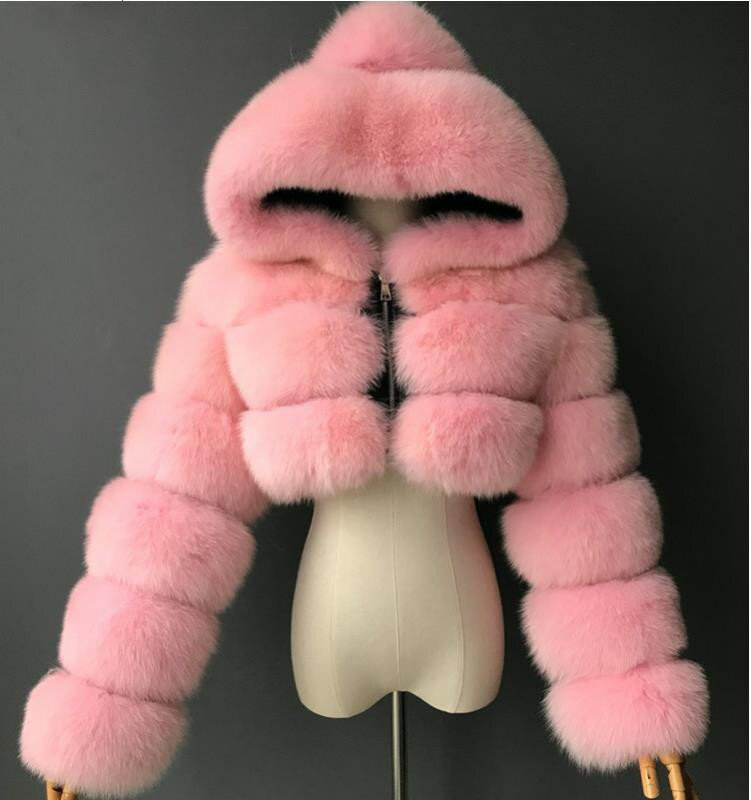 여성용 인조 모피 코트, 두껍고 따뜻한 크롭 모피 후드 재킷, 여성 패션, 가짜 모피 겉옷, 고품질, 2023 겨울