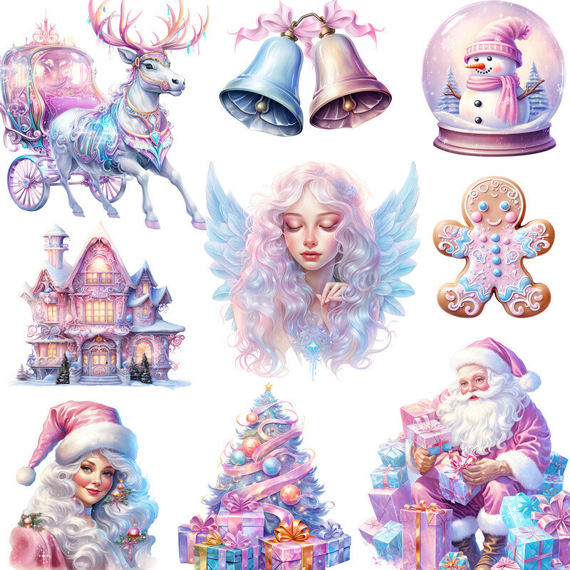 20Pcs/Pack Pink Christmas Sticker DIY Craft Scrapbooking Album Junk Journal Decorative Stickers