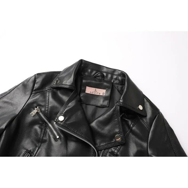 2023 New Large Size Women's Leather Jacket Slim Overcoat Thin Spring Autumn Outwear Motorcycle Suit Lapel Leather Short Coat