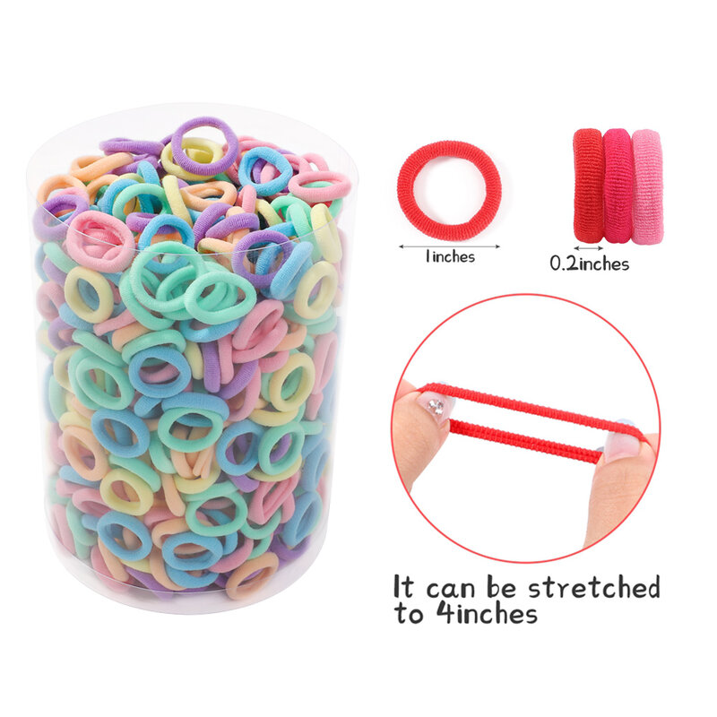 200pcs Women Girls Colorful Nylon Elastic Hair Bands Ponytail Hold Small Hair Tie Rubber Bands Scrunchie Hair Accessories