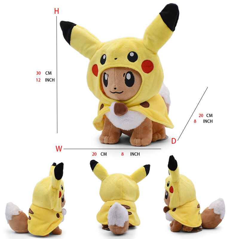 12 Inch Pikachu Cosplay Eevee Pokemon Gewogen Pluche Pop Zacht Dier Hot Knuffels Grote Kawaii Cadeau Gratis Verzending