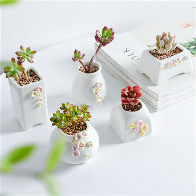 Mini macetero de cerámica, contenedores de flores, suculentas agujero para o Cactus, Grande/pequeño