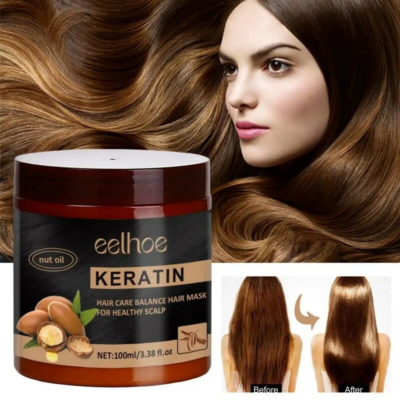 Acondicionador de queratina para el crecimiento del cabello, aceite de argán, reparación de cabello dañado seco, promoción de crecimiento para un cabello suave