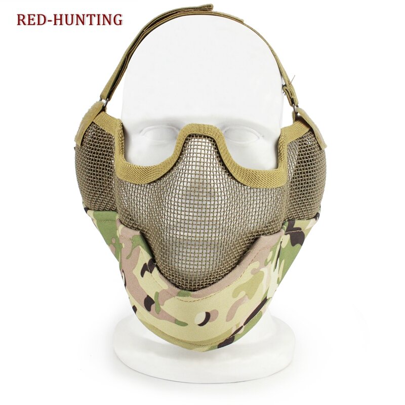 Tactical V2 Strike Aço Metade Rosto Mesh Máscara, Prático Caça Protetora, CS Paintball, Airsoft Máscara, Multi-purpose, Novo