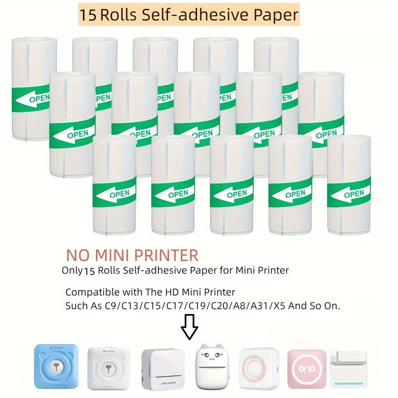 MINI papel térmico de impresión autoadhesiva, etiqueta adhesiva para Mini impresora, máquina de Pose, pegatinas para cámara de niños, rollos de 57mm de ancho