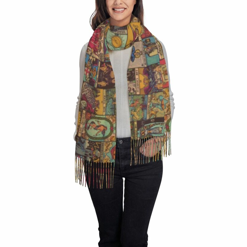 ヴィンテージタロットスカーフ,大きなパッチワーク,暖かい冬の秋のスカーフ,芸術的なモデル
