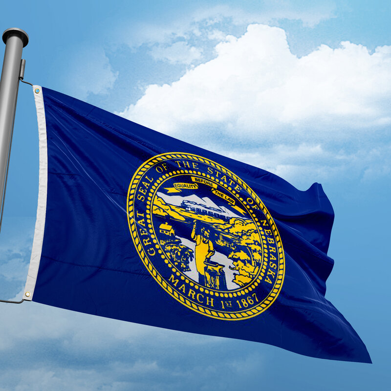 Drapeau du Nebraska 3x5 pieds 90x150CM, drapeaux des états-unis, Design personnalisé, décoration intérieure et extérieure, bannières en Polyester, résistance aux UV, Double point