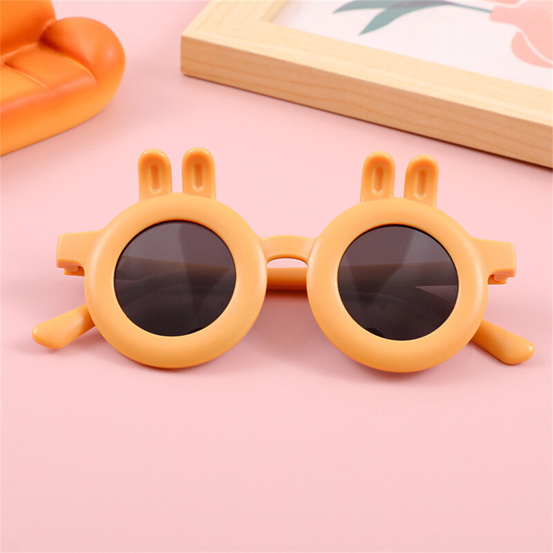 Kacamata hitam akrilik telinga kelinci lucu anak-anak musim panas kacamata hitam perlindungan UV luar ruangan kacamata bayi anak perempuan anak laki-laki UV400