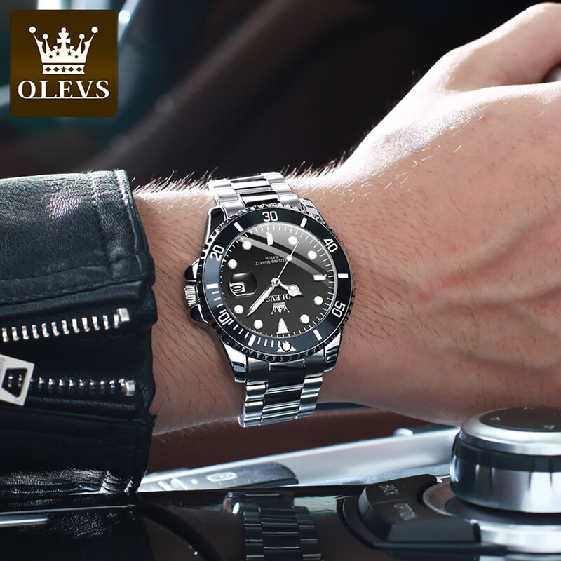 OLEVS-Relógio de quartzo impermeável masculino, original, luxo, luminoso, esporte, relógio de pulso, relógio, moda
