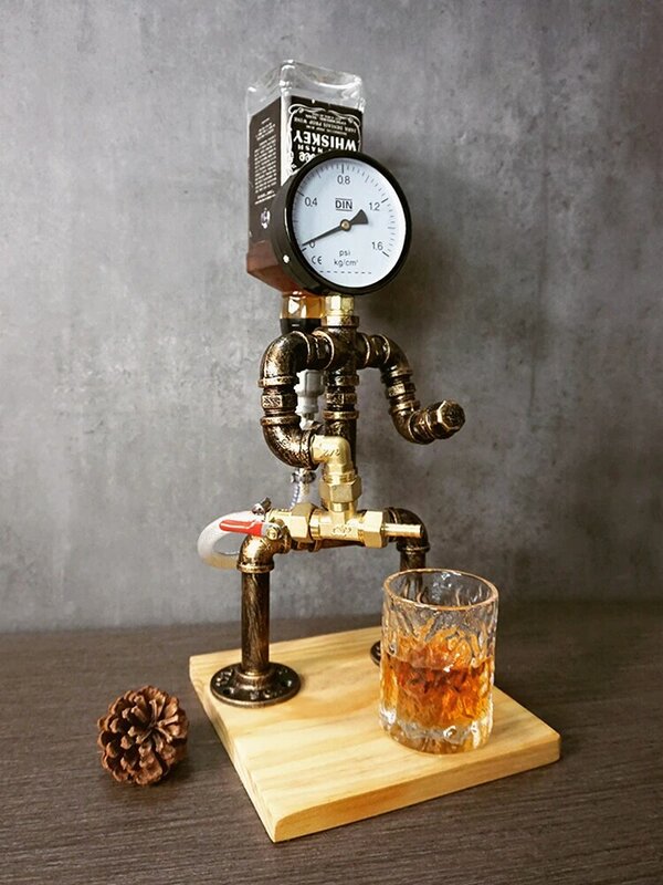 Water pipe robot industrial wind retro table lamp cafe restaurant bar