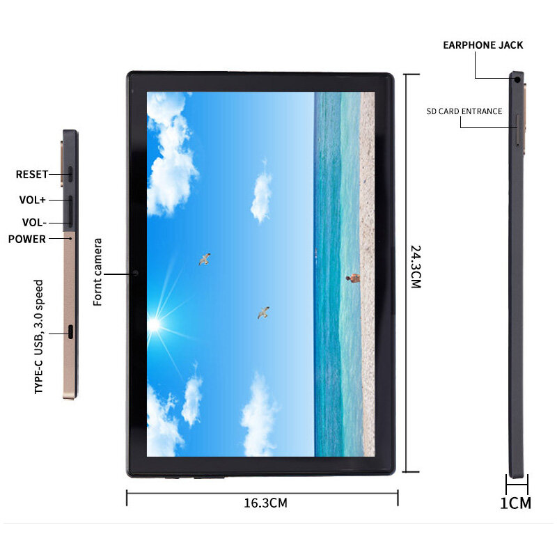 Tablet Android 12 10 inci 4G LTE anak, PC Tablet untuk anak-anak pendidikan belajar 8GB 64GB Octa Core WiFi OTG 1280x800