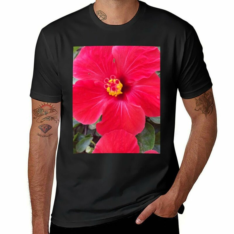Camiseta de flor del hibisco de verano para hombre, ropa estética, blusa de secado rápido, camisetas divertidas en blanco