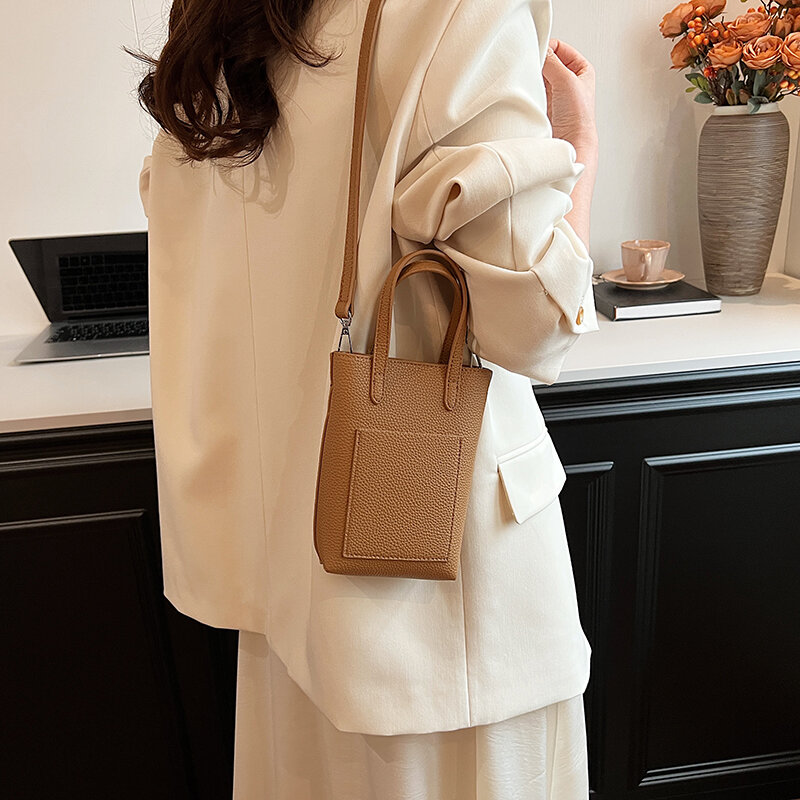 Tas selempang Mini lucu untuk wanita, 2024 warna Solid tas tangan desainer mode tas bahu sederhana kulit PU