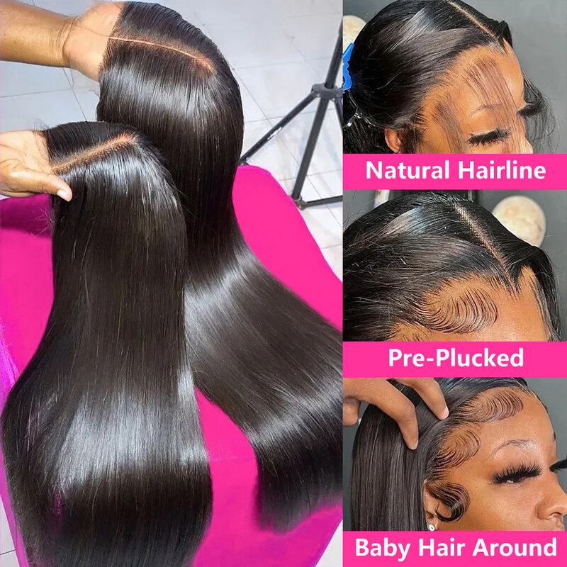 Pre Cut No Glue 13x6 Bone Straight Glueless Wig Human Hair Ready To Wear Brazilian Lace Front Closure Wigs For Women Preplucked