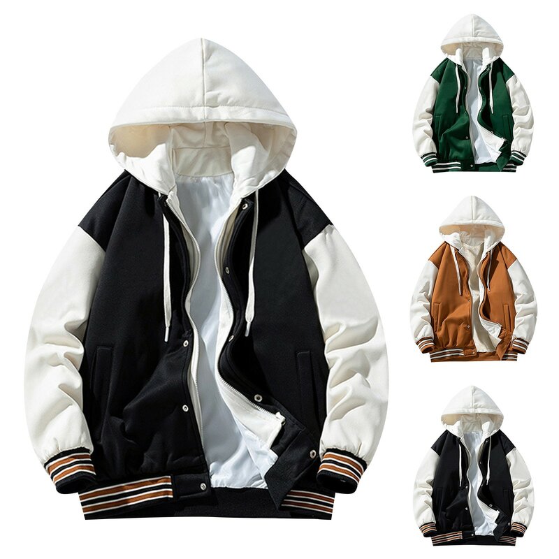 Winter Jackets For Men Winter Men'S Fake Two Piece Zipper Hooded Warm Comfortable Thickened Streetwear Casacas Para Hombre