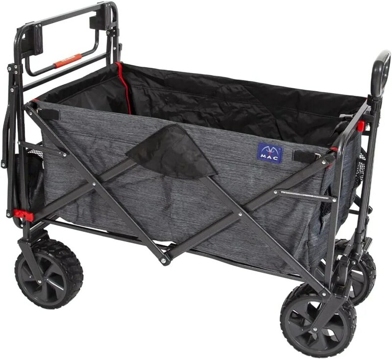 Mac Sports 300LB Capacity Push Wagon with Wheels, Handle and Basket - Grocery Heavy Duty Wagon for Camping, Shopping