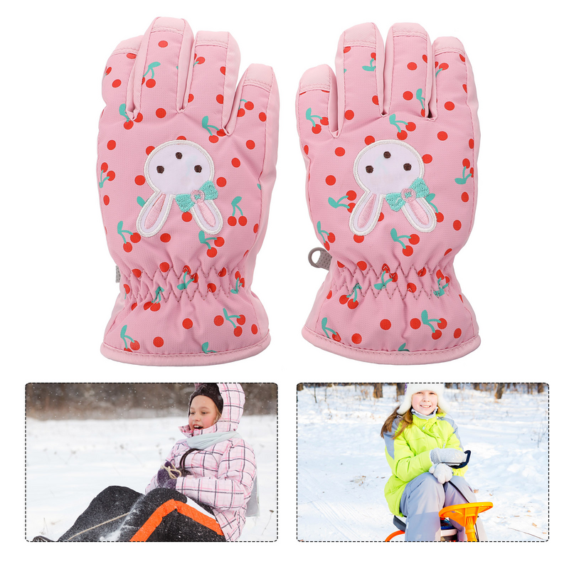 Guantes de esquí cálidos para niños, manoplas de invierno para exteriores, 1 par