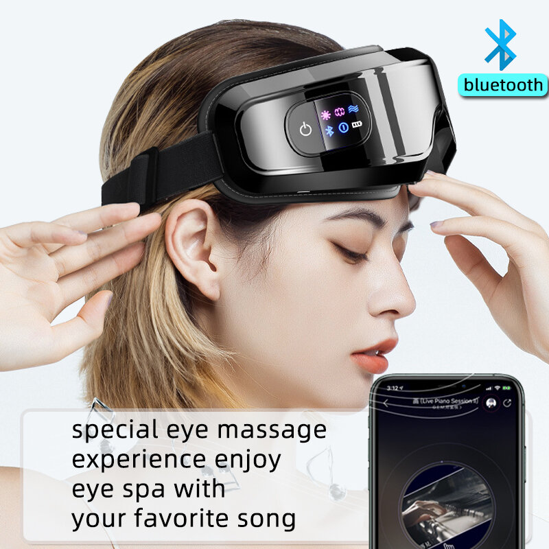 Smart Eye Massager Vibrator Verwarming Trillingen Met Bluetooth Muziek Opvouwbaar Oogmasker Verrekking Migraine Verlichting Verbeteren Slaap