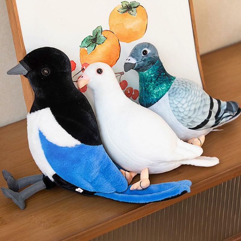 Realistic Soft Lifelike Pigeon Plush Brinquedos, Cinza e Branco, Pássaros De Pelúcia, Coleção Animal Toy, Presentes, Alta Qualidade