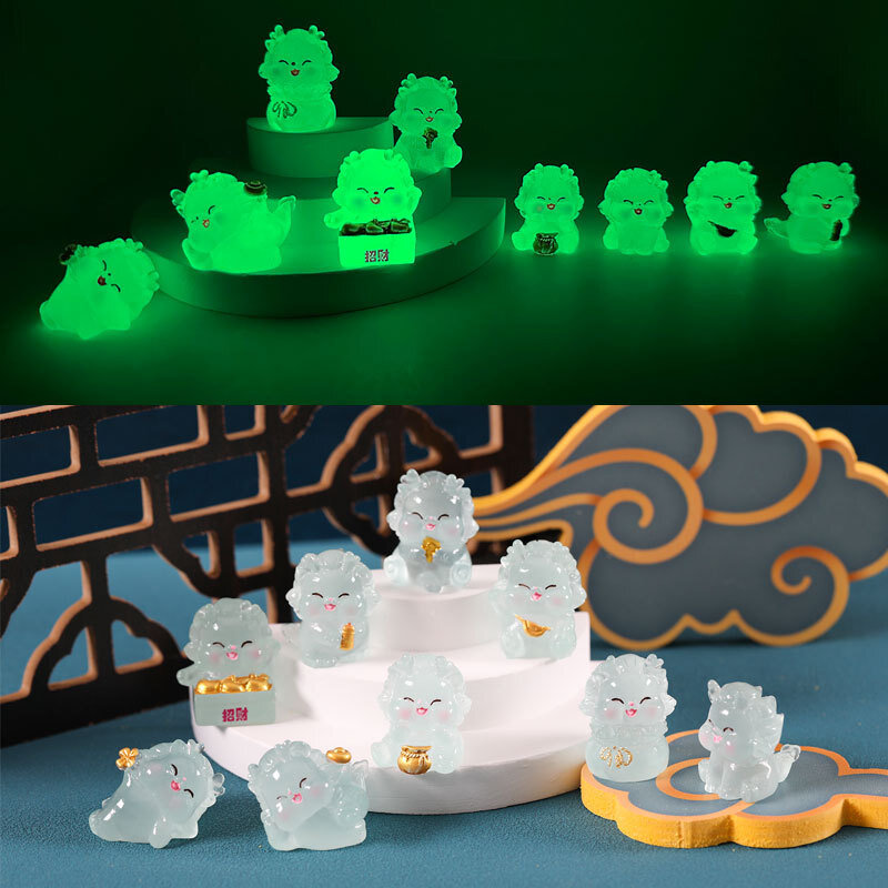 Симпатичный светящий драконский орнамент мультфильм 2024 год на фигурку дракона Микро -ландшафт украшения кукольного домика