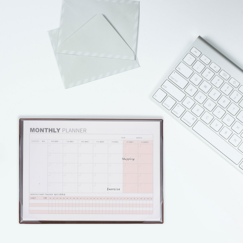 Hoja de calendario en blanco de escritorio, planificador mensual, Bloc de notas de planificación de calendario en blanco