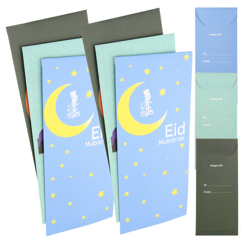 Eid 축제 종이 카드용 빨간 봉투, 라마단 무바라크 현금 선물, 이슬람 졸업 거치대, 18 개
