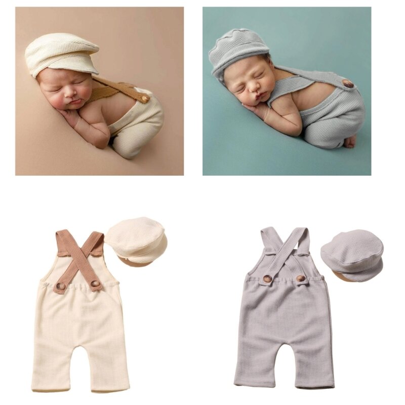 Adereços para fotografia de bebê fantasia chapéu calça roupa posando adereços para ensaio fotográfico de recém-nascido X90C