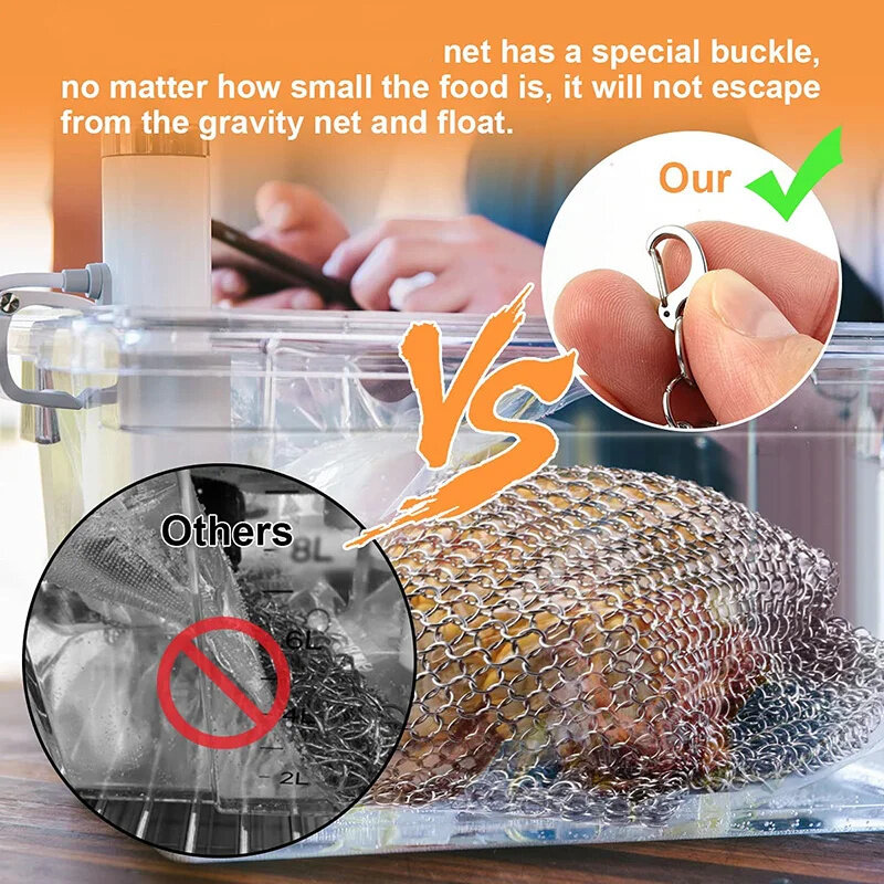 Stainless Steel Sink Weight Food Grade Sous Vide Mesh Immersion Cooking Bag To Keep Food Immersed  Sous Vide Cooking Accessorie