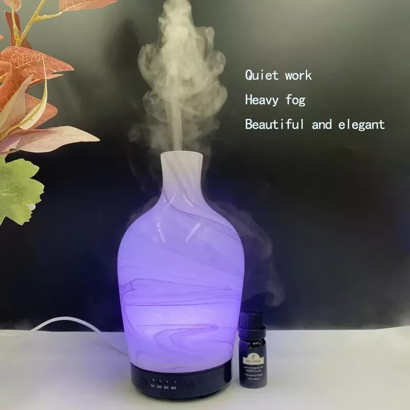 100ml Glass Aroma Essential Oil Diffuser Marble Design Handmade Cool Mist Humidifier Waterless Auto Shut-Off for Home office