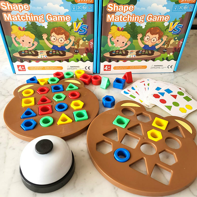 Juego de mesa sensorial con forma geométrica para niños, juguete educativo Montessori, bloques de rompecabezas, interacción entre padres e hijos