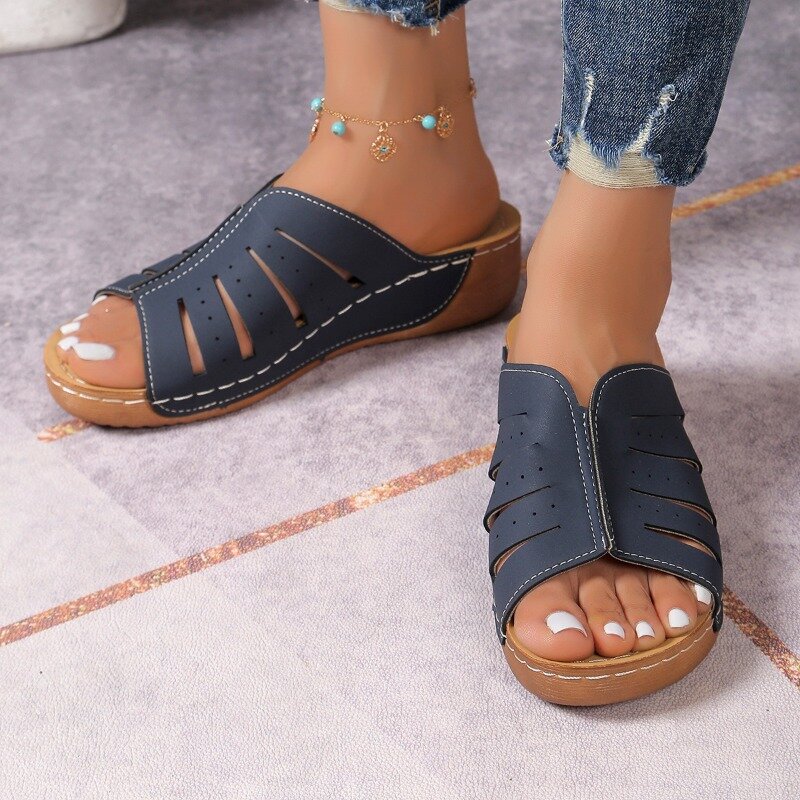 Zapatillas de verano con punta abierta para mujer, zapatos informales cómodos, resistentes al desgaste, talla grande 35-43, 2024