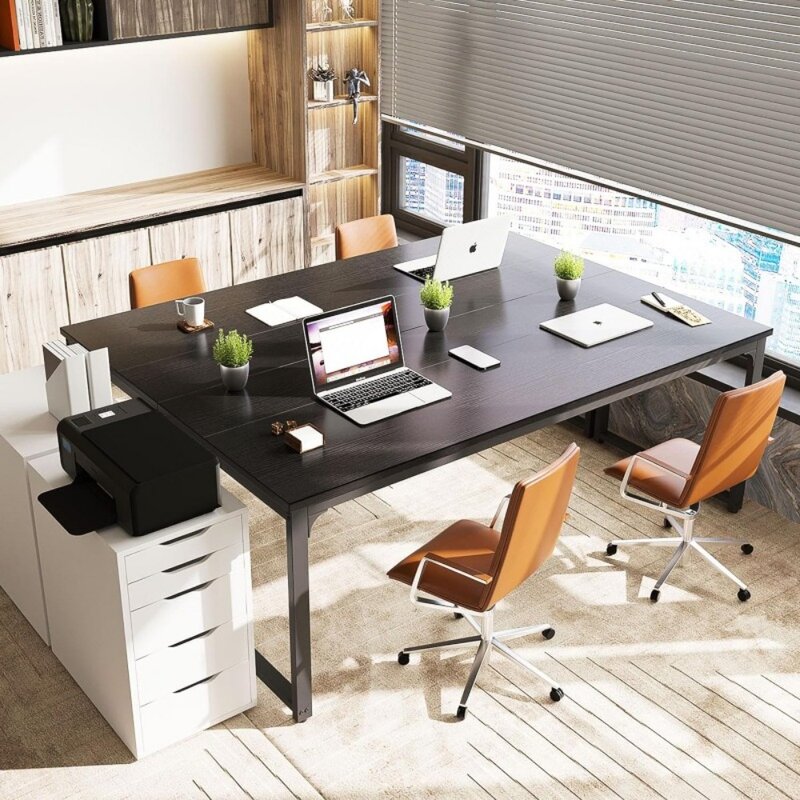 Koleshome 71-calowe biurko komputerowe, nowoczesne proste biurko do domowego biura, biurko studenckie, czarne