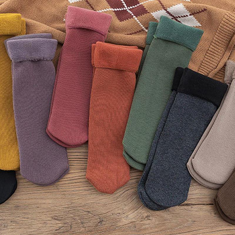 Плюшевые теплые носки, дышащие теплые носки для женщин, теплые женские термоноски для холодной зимы, яркие прекрасные цвета