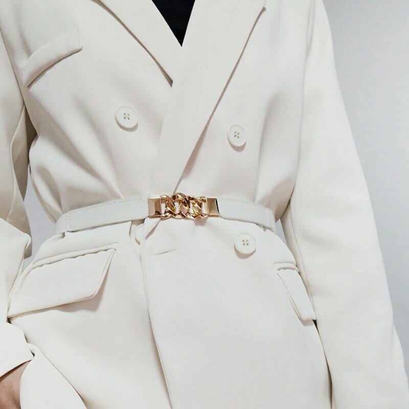 여성용 체인 벨트 탄성 허리 벨트, 여성용 코트 허리띠 장식, 3 색