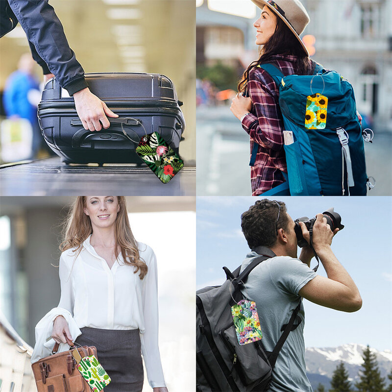 Pu Leder Gepäck anhänger Sonnenblumen muster Bordkarte Tag Koffer Namensschild Flugzeug Etiketten Gravur Logo Reise zubehör