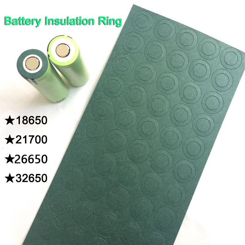 100 buah/lot cincin insulasi baterai 18650 21700 26650 32650 1S bantalan kertas karton perekat positif untuk baterai Lithium